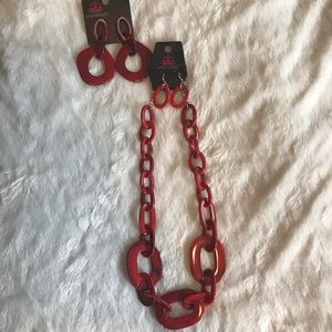Paparazzi red necklace and earrings
